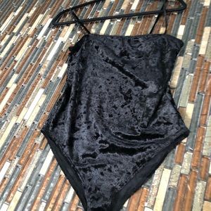 Velvet thin strap body suit